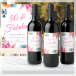 Elegant Floral 50th Birthday Party<br><div class="desc">Looking for a unique and personalized way to celebrate your loved one's 50th birthday? Look no further than these stunning 50th Birthday Party Wine Labels! Featuring a colourful watercolor spring floral design on a clean white background, these labels are both elegant and eye-catching. The labels feature elegant calligraphy lettering that...</div>