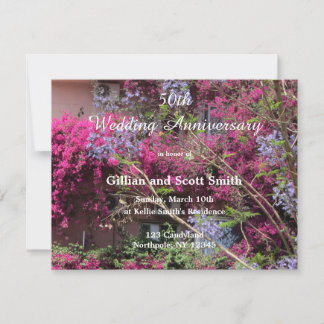 Elegant Floral 50th Wedding Anniversary Invitation