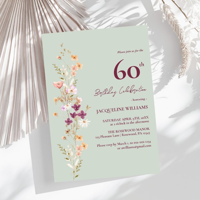 Elegant Floral 60th Birthday Invitation (Creator Uploaded)