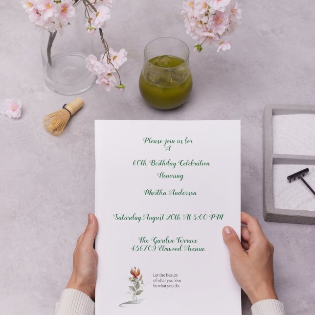 Elegant floral 60th birthday invitation for Mom (Creator Uploaded)