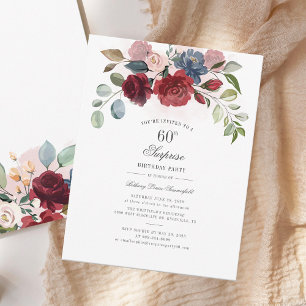Elegant Floral 60th Birthday Party Invitation