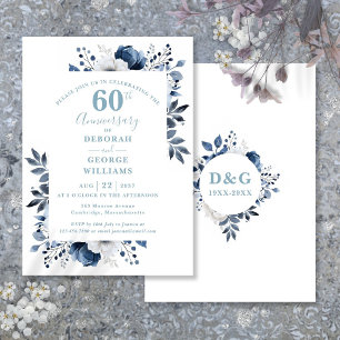 Elegant Floral 60th Diamond Wedding Anniversary  Invitation