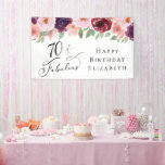 Elegant Floral 70th Birthday Party Banner<br><div class="desc">Elegant banner and welcome sign for her 70th birthday party featuring "70 & Fabulous" in a stylish script and watercolor bouquets of burgundy red,  blush pink and purple florals with light sage greenery.</div>