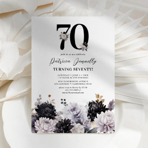 Elegant Floral 70th Birthday Party Invitation