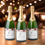 Elegant Floral 70th Birthday Party Sparkling Wine Label<br><div class="desc">Elegant wine labels for her 70th birthday party with "70 & Fabulous" in a chic calligraphy script and watercolor bouquets of burgundy red and blush pink florals with light sage greenery.</div>