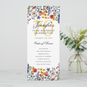 Elegant Floral 70th Birthday Program Thank You