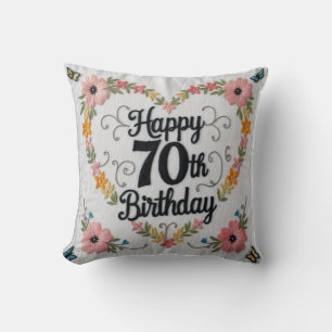 Elegant Floral 70th Birthday Throw Pillow: A Gift  Pillow