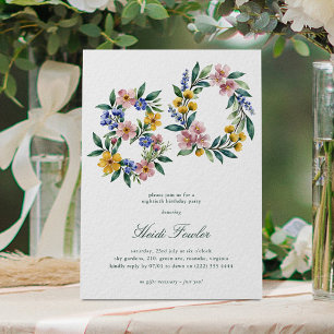 Elegant Floral 80' Botanical 80th Birthday Invitation
