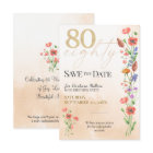 Elegant Floral 80th Birthday, 80 Years Watercolor
