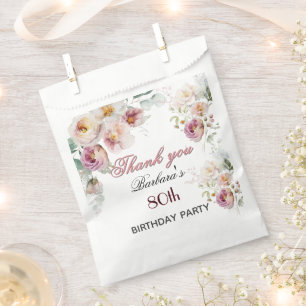 Elegant Floral 80th Birthday Favour Bag