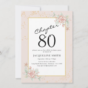 Elegant Floral 80th birthday Invitation