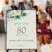 Elegant floral 80th birthday party welcome