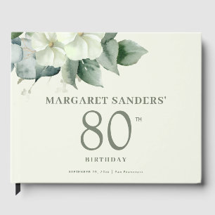 Elegant floral 80th birthday personalized guest book