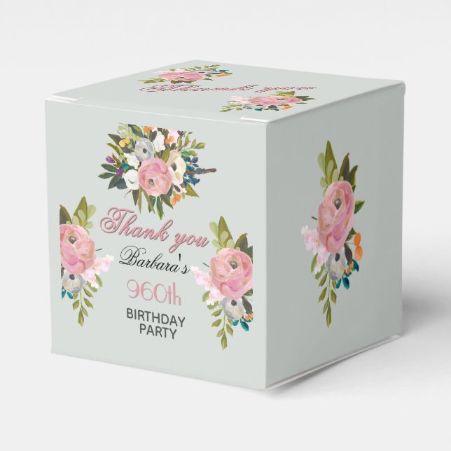 Elegant Floral 90th Birthday  Favor Box (Front Side)