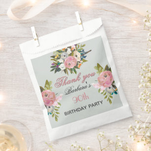 Elegant Floral 90th Birthday  Favour Bag