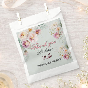 Elegant Floral 90th Birthday Favour Bag