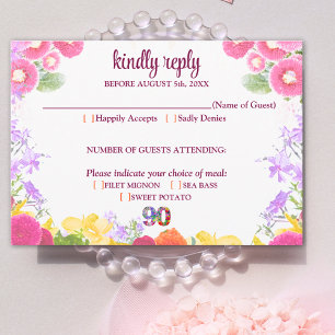 Elegant Floral 90th Birthday Party / 90 Years RSVP Card