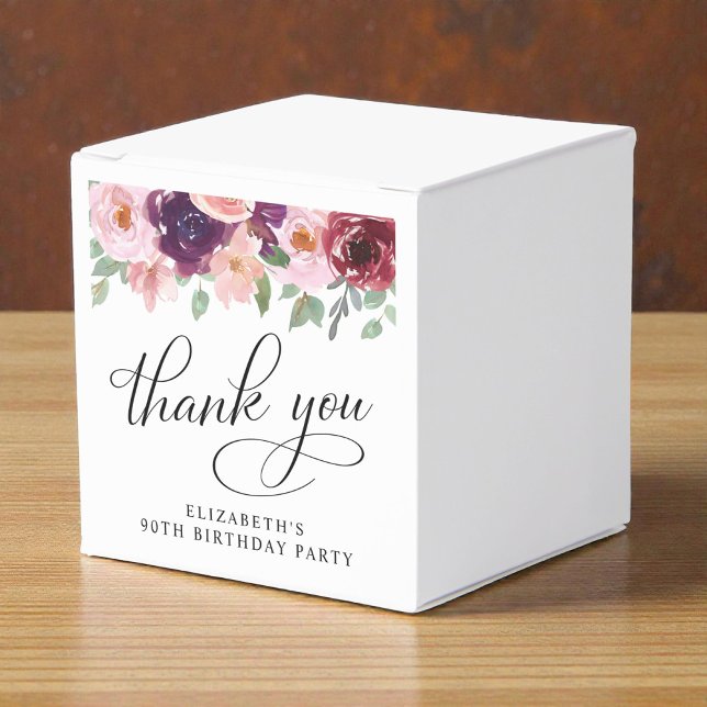 Elegant Floral 90th Birthday Party Thank You Favor Box (Elegant Floral 90th Birthday Party Thank You Favor Boxes)