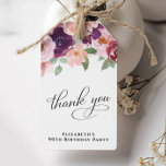 Elegant Floral 90th Birthday Party Thank You Gift Tags<br><div class="desc">Elegant  thank you tags for your 90th birthday party favours featuring "thank you" and "90 & Fabulous" in a stylish calligraphy script and watercolor bouquets of burgundy red and blush pink florals with sage greenery. Personalize with your name.</div>