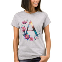 Elegant Floral A Initial T-Shirt for Her