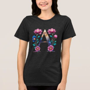 Elegant Floral A Initial T-Shirt for Her Tri-Blend Shirt
