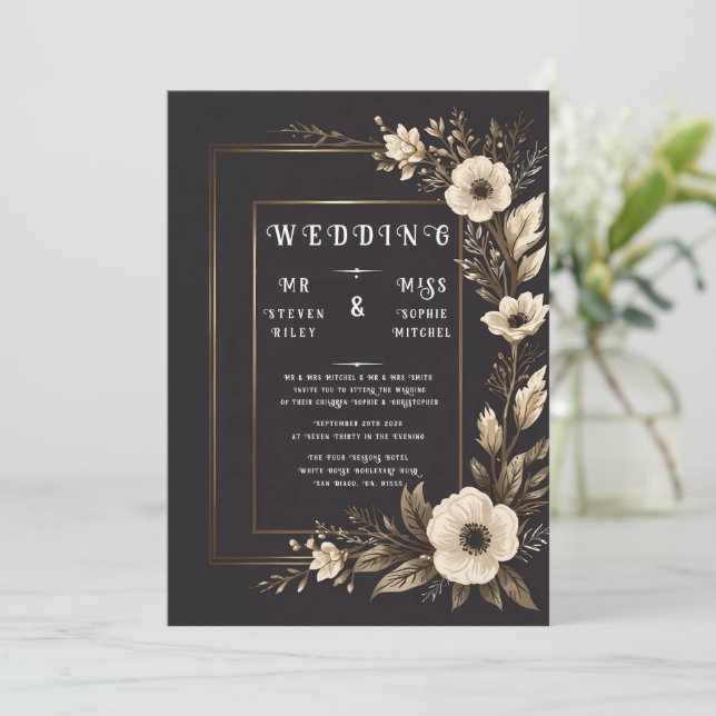 Elegant Floral Abstract Design Invitation (Standing Front)