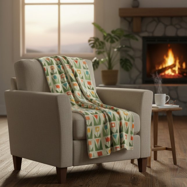 Elegant Floral Abstract Spring Fleece Blanket (Creator Uploaded)