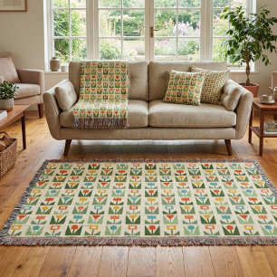 Elegant Floral Abstract Spring Throw Blanket