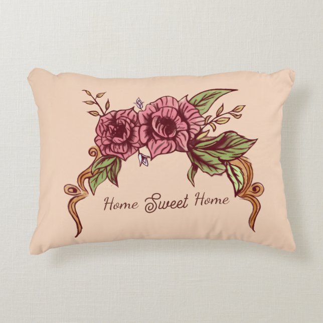 Elegant Floral Accent Pillow (Front)