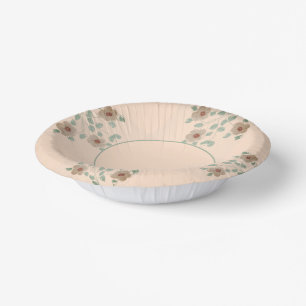 Elegant Floral Accented Peach Paper Designer Bowl Paper Plate