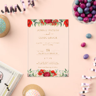 Elegant Floral Acrylic Wedding Invitation Suite
