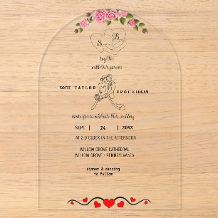 Elegant Floral Acrylic Wedding Invitation with Mon