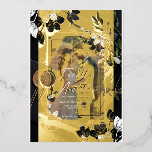 Elegant Floral Acrylic Wedding Invitation with Wax (Front)