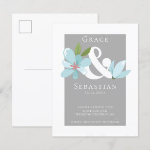 Elegant Floral Ampersand Wedding Save The Date Announcement Postcard