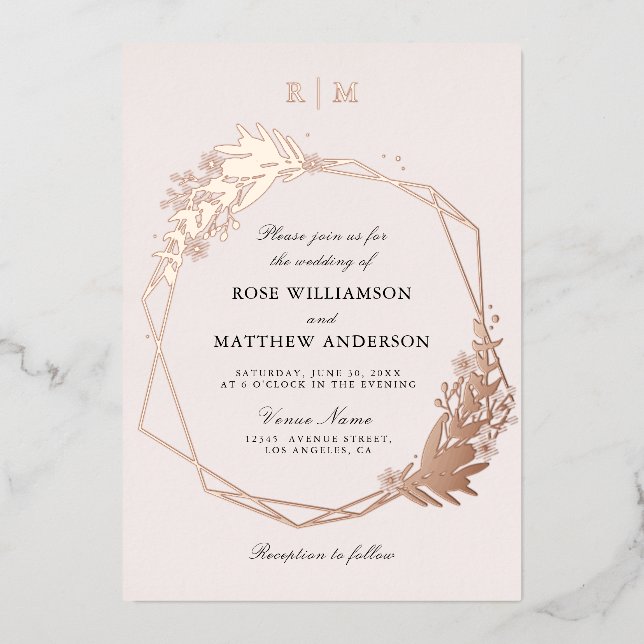 elegant floral and calligraphy rose gold  (Front)
