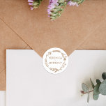 Elegant Floral and Simple Wedding Classic Round Sticker<br><div class="desc">Add a touch of timeless elegance to your wedding favours and decorations with these exquisite floral wedding stickers. These stickers feature a minimalist yet stunning floral design that perfectly complements any wedding item, from favour boxes to invitations and beyond. These versatile and customizable stickers are perfect for creating a cohesive...</div>