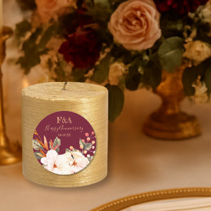 Elegant Floral Anniversary Sticker