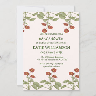 Elegant floral anthurium baby shower add details invitation
