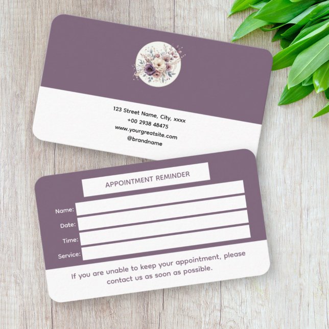 Elegant Floral Appointment Reminder Card  (Creator Uploaded)