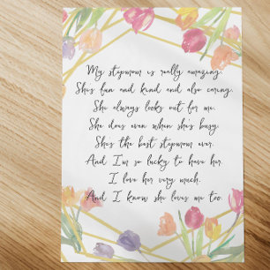 Elegant Floral Appreciation Poem for Stepmother Letterhead