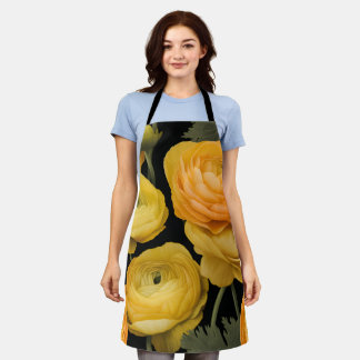 Elegant Floral apron (Gold, yellow, Black)