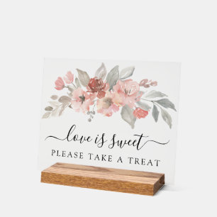 Élégant floral aquarelle rose pâle Love is Sweet