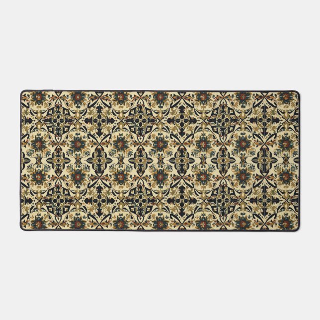 Elegant Floral Arabesque Desk Mat (Front)