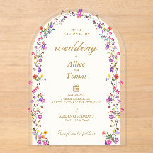 Elegant Floral Arch Acrylic Wedding Invitation