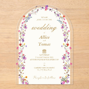 Elegant Floral Arch Acrylic Wedding Invitation