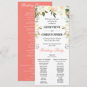 Elegant Floral Arch Catholic Wedding Ceremony Program
