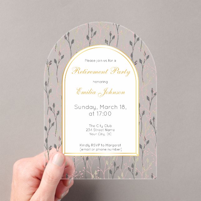 Elegant Floral Arch Retirement Party Invitation (Insitu (Handheld))