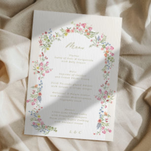 elegant floral arch spring garden 5 x 7 wedding menu