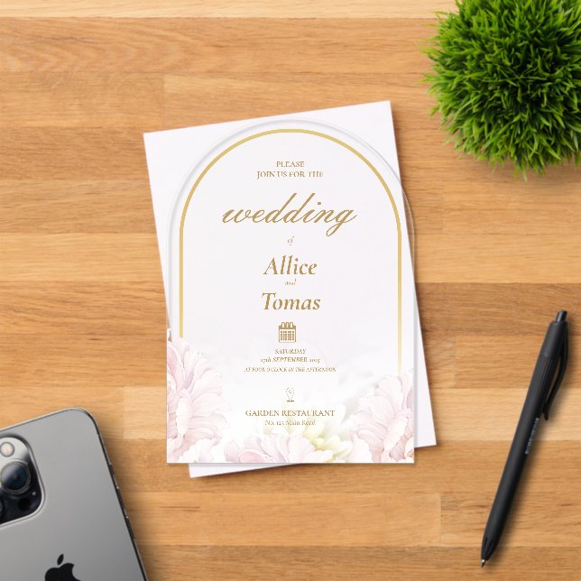 Elegant Floral Arch Wedding Invitation on Acrylic (Insitu (Invitation Card))