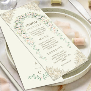 Elegant Floral Arch Wedding Menu Invitation